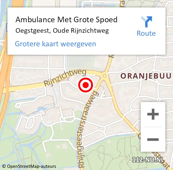 Locatie op kaart van de 112 melding: Ambulance Met Grote Spoed Naar Oegstgeest, Oude Rijnzichtweg op 8 januari 2015 21:26