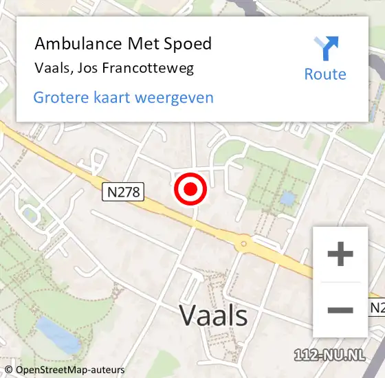 Locatie op kaart van de 112 melding: Ambulance Met Spoed Naar Vaals, Jos Francotteweg op 8 januari 2015 21:33
