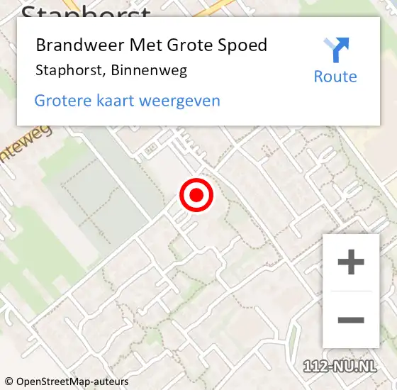 Locatie op kaart van de 112 melding: Brandweer Met Grote Spoed Naar Staphorst, Binnenweg op 27 oktober 2013 02:48