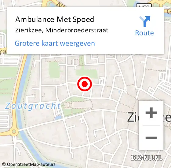 Locatie op kaart van de 112 melding: Ambulance Met Spoed Naar Zierikzee, Minderbroederstraat op 8 januari 2015 21:45