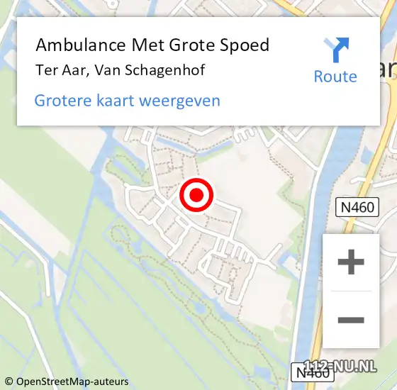 Locatie op kaart van de 112 melding: Ambulance Met Grote Spoed Naar Ter Aar, Van Schagenhof op 8 januari 2015 21:53