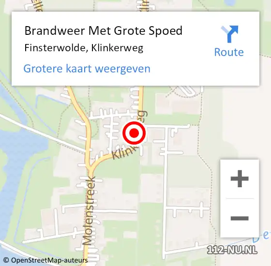 Locatie op kaart van de 112 melding: Brandweer Met Grote Spoed Naar Finsterwolde, Klinkerweg op 27 oktober 2013 02:59