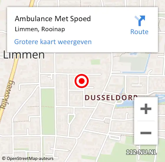 Locatie op kaart van de 112 melding: Ambulance Met Spoed Naar Limmen, Rooinap op 8 januari 2015 22:43