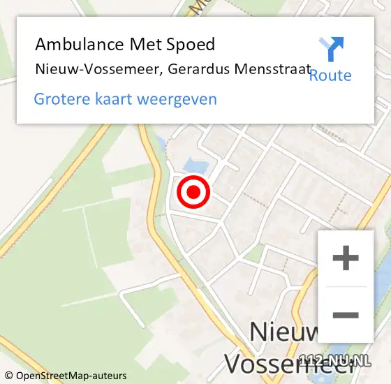 Locatie op kaart van de 112 melding: Ambulance Met Spoed Naar Nieuw-Vossemeer, Gerardus Mensstraat op 9 januari 2015 00:05