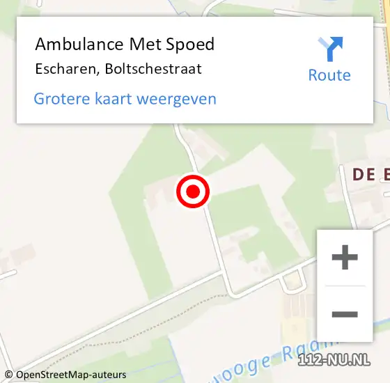 Locatie op kaart van de 112 melding: Ambulance Met Spoed Naar Escharen, Boltschestraat op 9 januari 2015 00:29