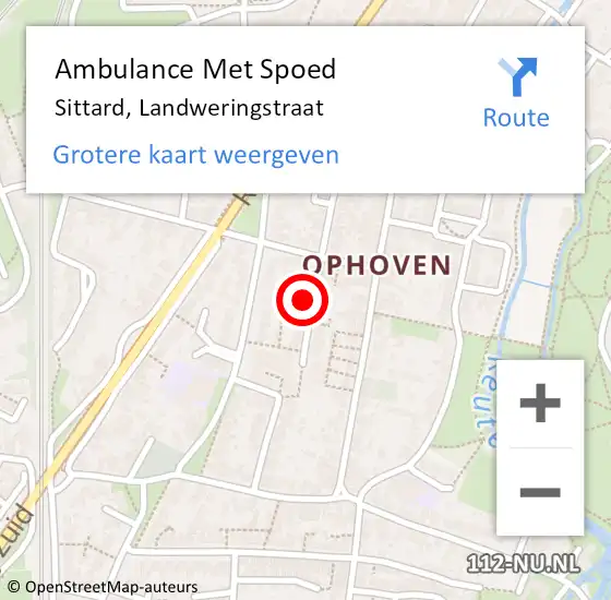 Locatie op kaart van de 112 melding: Ambulance Met Spoed Naar Sittard, Landweringstraat op 9 januari 2015 00:36