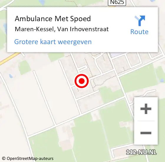 Locatie op kaart van de 112 melding: Ambulance Met Spoed Naar Maren-Kessel, Van Irhovenstraat op 9 januari 2015 01:17