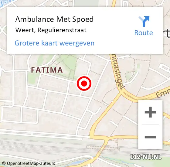 Locatie op kaart van de 112 melding: Ambulance Met Spoed Naar Weert, Regulierenstraat op 9 januari 2015 01:37