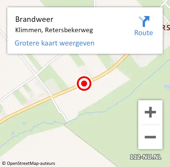 Locatie op kaart van de 112 melding: Brandweer Klimmen, Retersbekerweg op 9 januari 2015 02:05