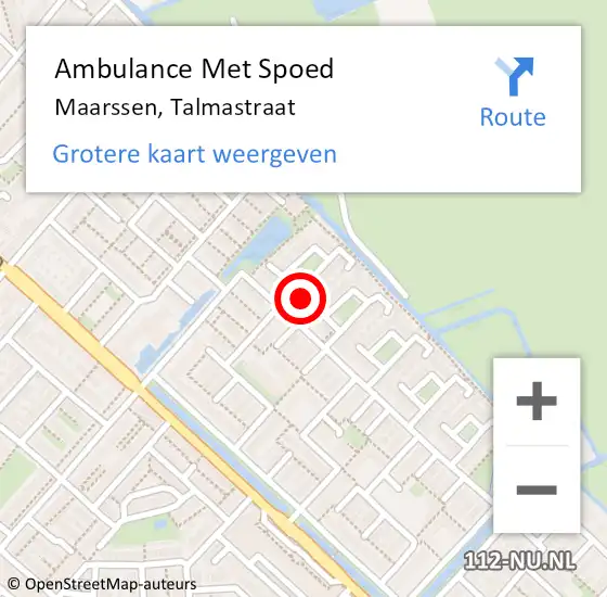 Locatie op kaart van de 112 melding: Ambulance Met Spoed Naar Maarssen, Talmastraat op 27 oktober 2013 03:14