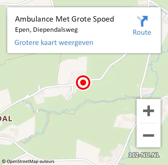 Locatie op kaart van de 112 melding: Ambulance Met Grote Spoed Naar Epen, Diependalsweg op 9 januari 2015 02:41