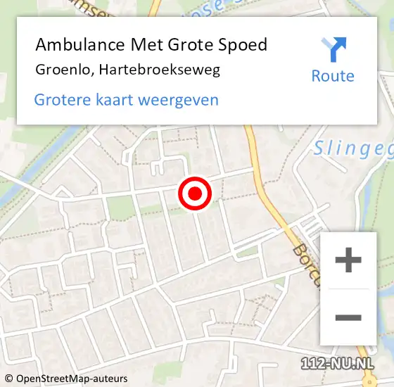 Locatie op kaart van de 112 melding: Ambulance Met Grote Spoed Naar Groenlo, Hartebroekseweg op 9 januari 2015 04:43