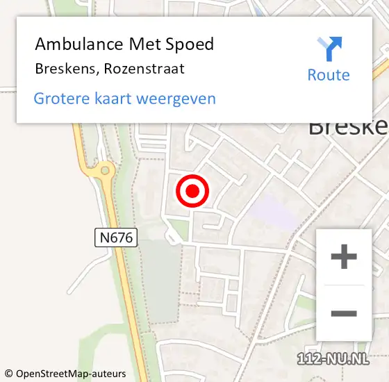 Locatie op kaart van de 112 melding: Ambulance Met Spoed Naar Breskens, Rozenstraat op 9 januari 2015 05:14