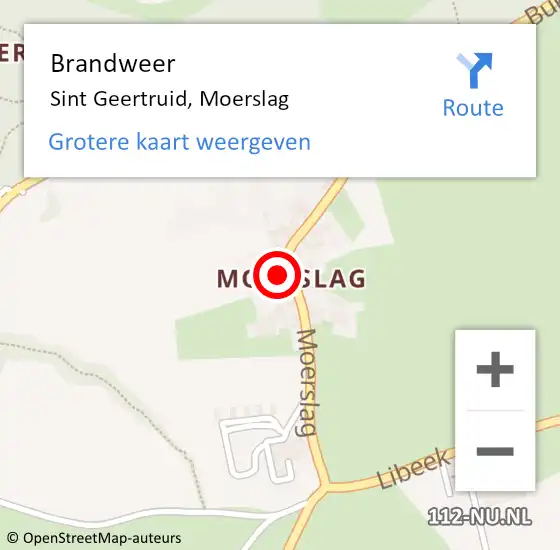 Locatie op kaart van de 112 melding: Brandweer Sint Geertruid, Moerslag op 9 januari 2015 06:31