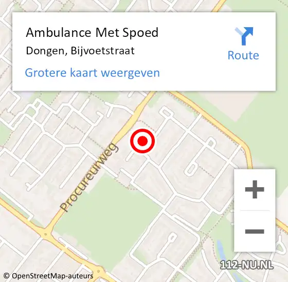 Locatie op kaart van de 112 melding: Ambulance Met Spoed Naar Dongen, Bijvoetstraat op 9 januari 2015 07:02