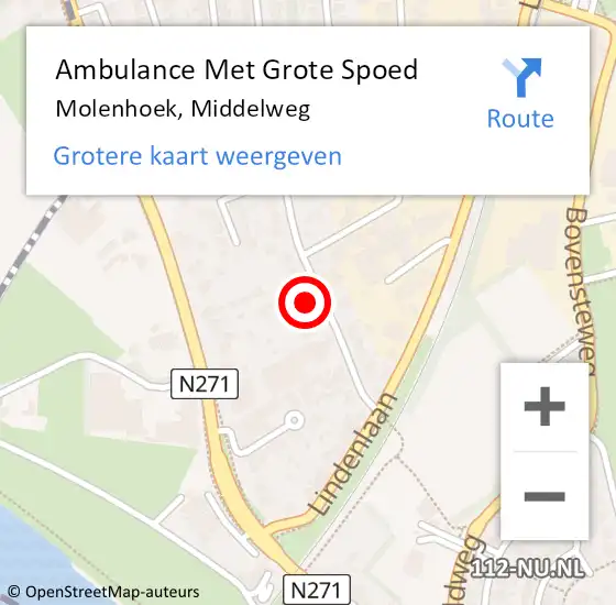 Locatie op kaart van de 112 melding: Ambulance Met Grote Spoed Naar Molenhoek, Middelweg op 9 januari 2015 07:09