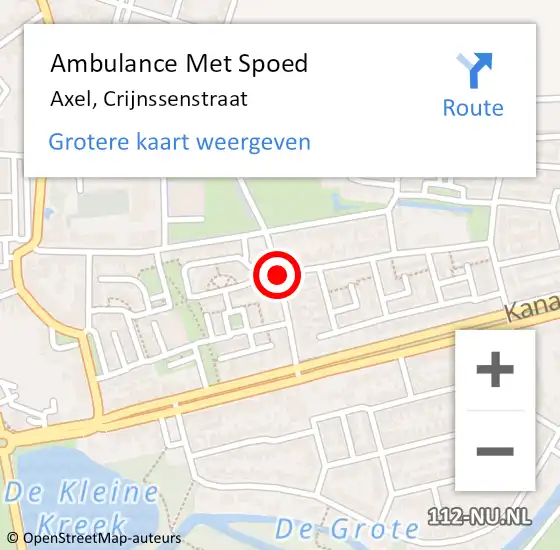 Locatie op kaart van de 112 melding: Ambulance Met Spoed Naar Axel, Crijnssenstraat op 9 januari 2015 07:26