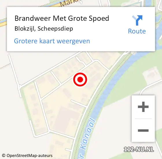Locatie op kaart van de 112 melding: Brandweer Met Grote Spoed Naar Blokzijl, Scheepsdiep op 27 oktober 2013 03:33