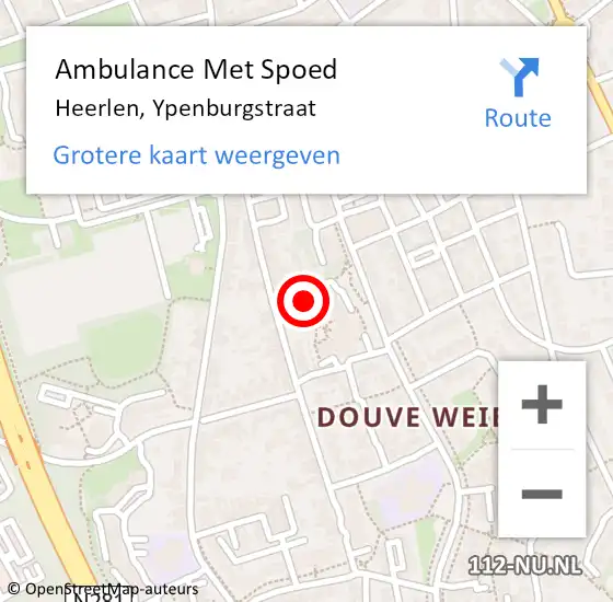 Locatie op kaart van de 112 melding: Ambulance Met Spoed Naar Heerlen, Ypenburgstraat op 9 januari 2015 07:36