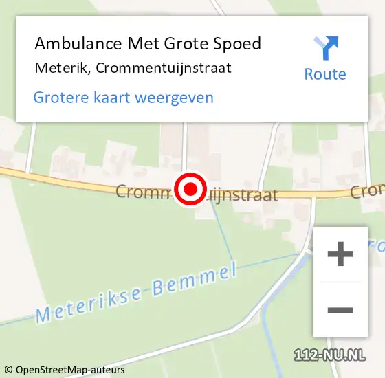 Locatie op kaart van de 112 melding: Ambulance Met Grote Spoed Naar Meterik, Crommentuijnstraat op 9 januari 2015 07:45