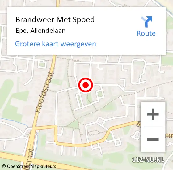 Locatie op kaart van de 112 melding: Brandweer Met Spoed Naar Epe, Allendelaan op 9 januari 2015 08:02