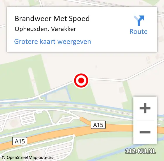 Locatie op kaart van de 112 melding: Brandweer Met Spoed Naar Opheusden, Varakker op 9 januari 2015 08:12