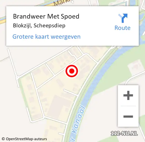 Locatie op kaart van de 112 melding: Brandweer Met Spoed Naar Blokzijl, Scheepsdiep op 27 oktober 2013 03:45
