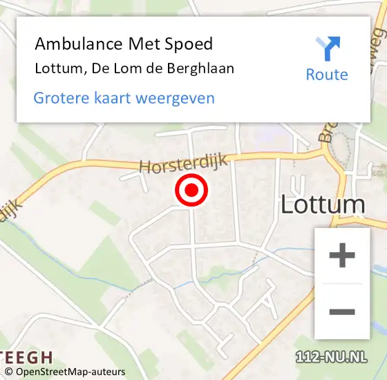 Locatie op kaart van de 112 melding: Ambulance Met Spoed Naar Lottum, De Lom de Berghlaan op 9 januari 2015 08:30