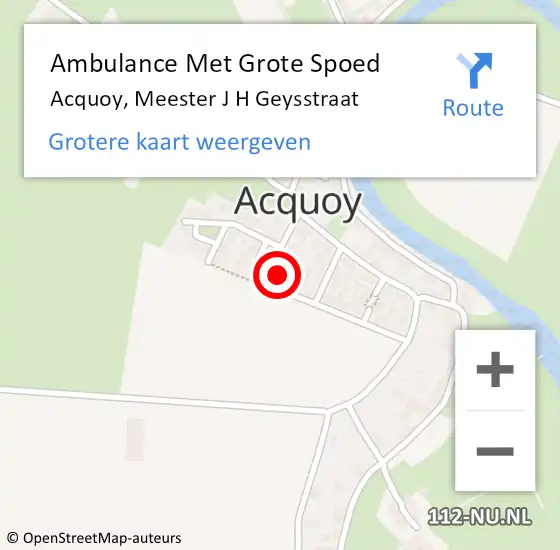 Locatie op kaart van de 112 melding: Ambulance Met Grote Spoed Naar Acquoy, Meester J H Geysstraat op 9 januari 2015 08:31