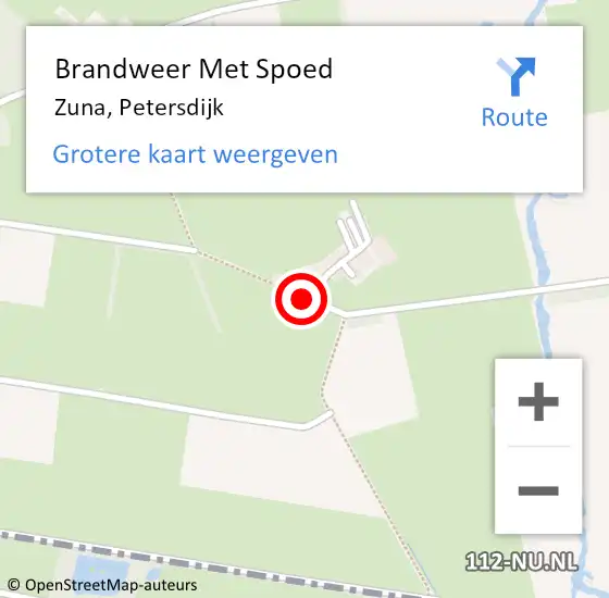 Locatie op kaart van de 112 melding: Brandweer Met Spoed Naar Zuna, Petersdijk op 9 januari 2015 08:40
