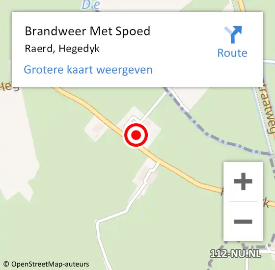 Locatie op kaart van de 112 melding: Brandweer Met Spoed Naar Raerd, Hegedyk op 9 januari 2015 08:40