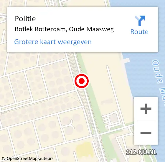 Locatie op kaart van de 112 melding: Politie Botlek, Oude Maasweg op 9 januari 2015 08:46