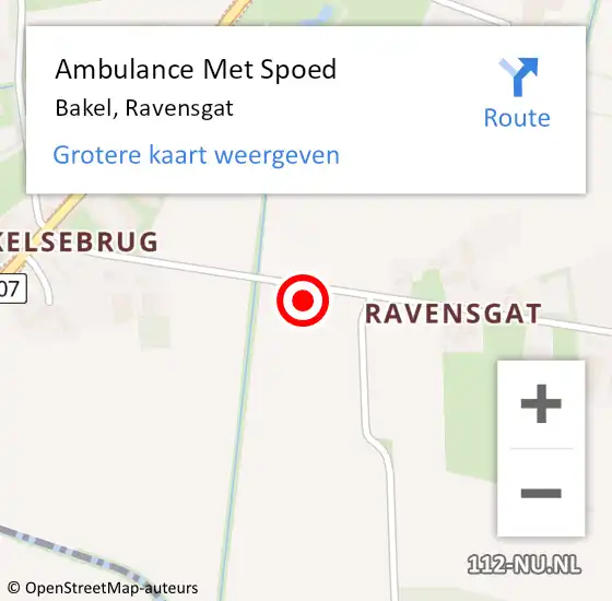 Locatie op kaart van de 112 melding: Ambulance Met Spoed Naar Bakel, Ravensgat op 9 januari 2015 09:26