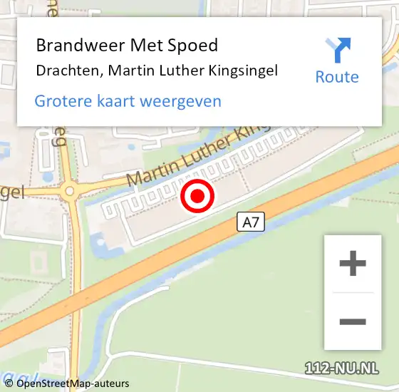 Locatie op kaart van de 112 melding: Brandweer Met Spoed Naar Drachten, Martin Luther Kingsingel op 9 januari 2015 09:30