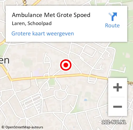 Locatie op kaart van de 112 melding: Ambulance Met Grote Spoed Naar Laren, Schoolpad op 9 januari 2015 09:39