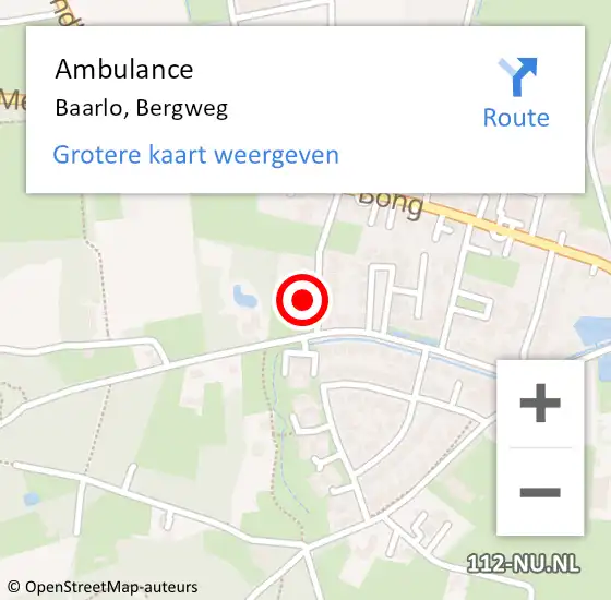 Locatie op kaart van de 112 melding: Ambulance Baarlo, Bergweg op 9 januari 2015 09:41