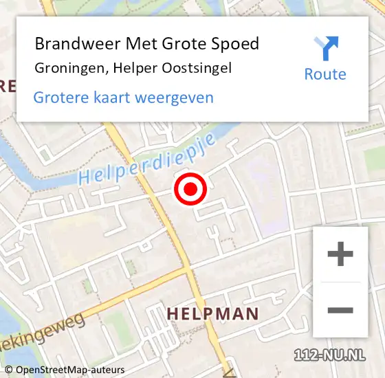 Locatie op kaart van de 112 melding: Brandweer Met Grote Spoed Naar Groningen, Helper Oostsingel op 9 januari 2015 09:55