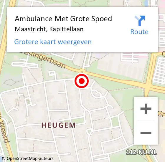 Locatie op kaart van de 112 melding: Ambulance Met Grote Spoed Naar Maastricht, Kapittellaan op 9 januari 2015 09:59