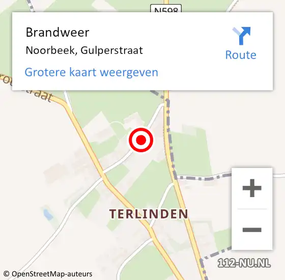 Locatie op kaart van de 112 melding: Brandweer Noorbeek, Gulperstraat op 9 januari 2015 10:32