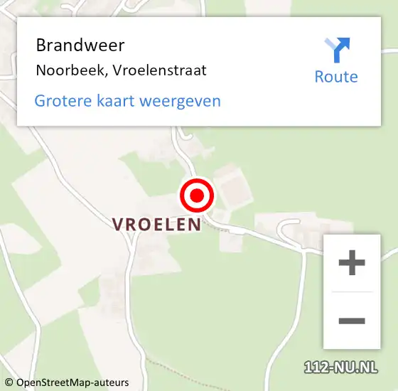 Locatie op kaart van de 112 melding: Brandweer Noorbeek, Vroelenstraat op 9 januari 2015 10:54