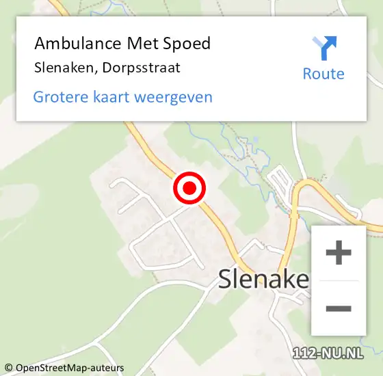 Locatie op kaart van de 112 melding: Ambulance Met Spoed Naar Slenaken, Dorpsstraat op 9 januari 2015 10:55