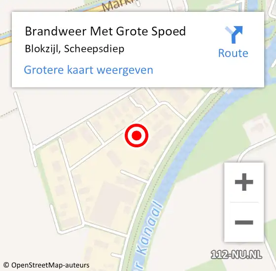 Locatie op kaart van de 112 melding: Brandweer Met Grote Spoed Naar Blokzijl, Scheepsdiep op 27 oktober 2013 04:49