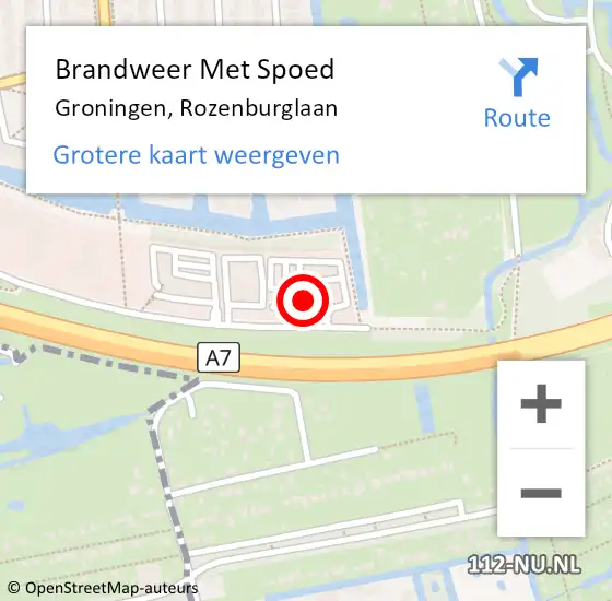 Locatie op kaart van de 112 melding: Brandweer Met Spoed Naar Groningen, Rozenburglaan op 9 januari 2015 11:13
