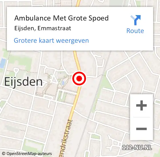 Locatie op kaart van de 112 melding: Ambulance Met Grote Spoed Naar Eijsden, Emmastraat op 9 januari 2015 11:28