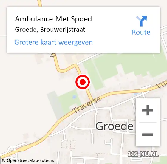 Locatie op kaart van de 112 melding: Ambulance Met Spoed Naar Groede, Brouwerijstraat op 9 januari 2015 12:29