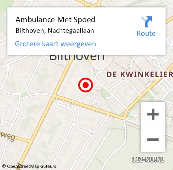 Locatie op kaart van de 112 melding: Ambulance Met Spoed Naar Bilthoven, Nachtegaallaan op 9 januari 2015 12:41