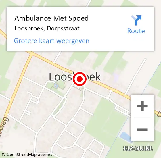 Locatie op kaart van de 112 melding: Ambulance Met Spoed Naar Loosbroek, Dorpsstraat op 9 januari 2015 13:00