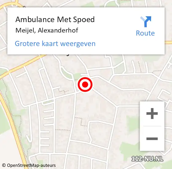 Locatie op kaart van de 112 melding: Ambulance Met Spoed Naar Meijel, Alexanderhof op 9 januari 2015 14:16