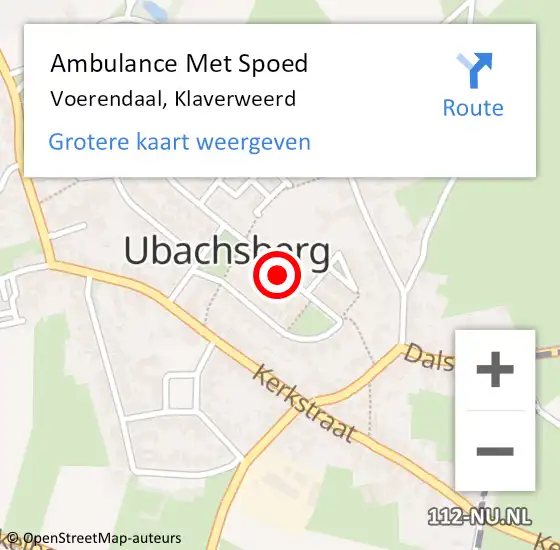 Locatie op kaart van de 112 melding: Ambulance Met Spoed Naar Voerendaal, Klaverweerd op 9 januari 2015 14:49