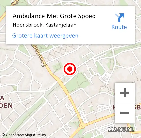 Locatie op kaart van de 112 melding: Ambulance Met Grote Spoed Naar Hoensbroek, Kastanjelaan op 9 januari 2015 15:10